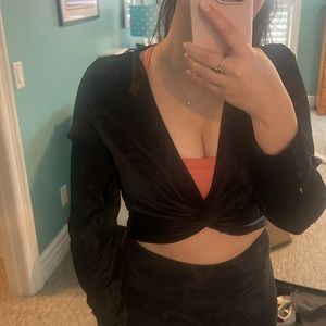 Cropped Zara Silk Tie Top